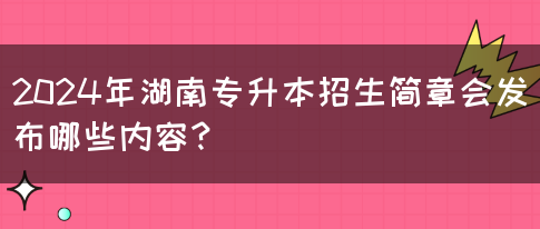 2024年湖南专升本招生简章会发布哪些内容？