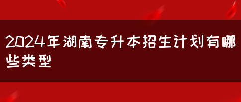 2024年湖南专升本招生计划有哪些类型(图1)