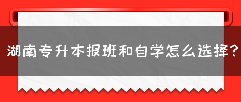 湖南专升本报班和自学怎么选择？