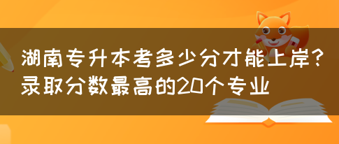 湖南专升本考多少分才能上岸？录取分数最高的20个专业