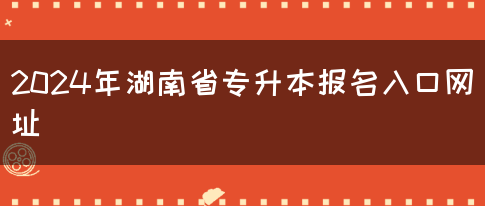 2024年湖南省专升本报名入口网址