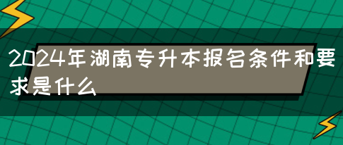 2024年湖南专升本报名条件和要求是什么