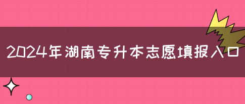 2024年湖南专升本志愿填报入口