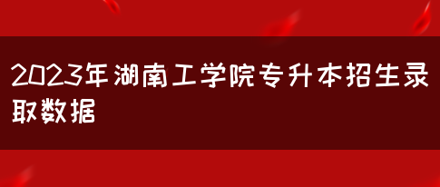 2023年湖南工学院专升本招生录取数据