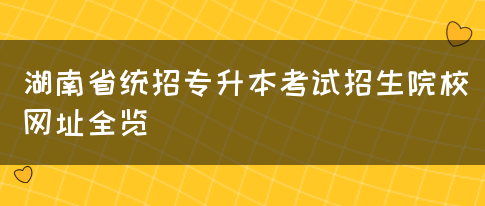 湖南省统招专升本考试招生院校网址全览