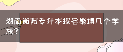 湖南衡阳专升本报名能填几个学校？