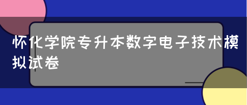 怀化学院专升本数字电子技术模拟试卷