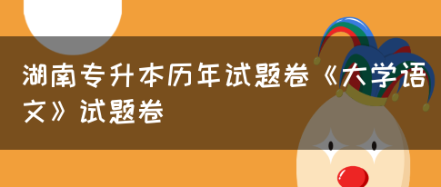 湖南专升本历年试题卷《大学语文》试题卷