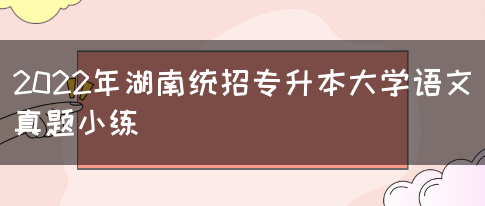 2022年湖南统招专升本大学语文真题小练