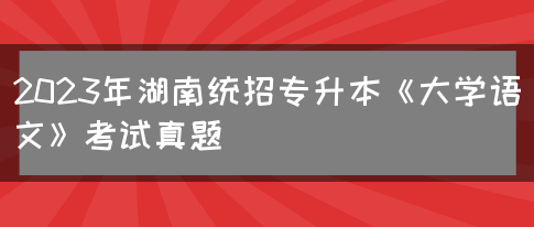 2023年湖南统招专升本《大学语文》考试真题