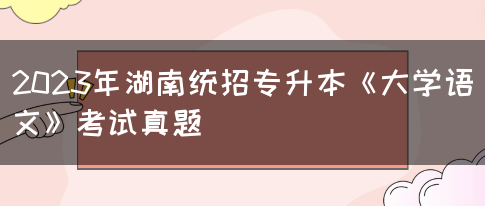 2023年湖南统招专升本《大学语文》考试真题(图1)