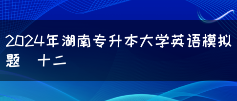 2024年湖南专升本大学英语模拟题（十二）