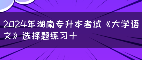 2024年湖南专升本考试《大学语文》选择题练习十(图1)