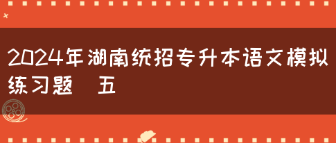 2024年湖南统招专升本语文模拟练习题（五）(图1)