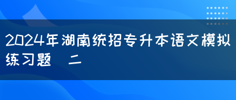 2024年湖南统招专升本语文模拟练习题（二）