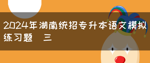 2024年湖南统招专升本语文模拟练习题（三）