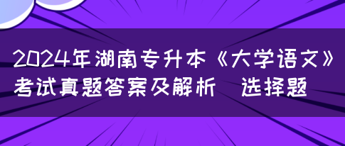 2024年湖南专升本《大学语文》考试真题答案及解析(选择题)