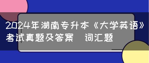 2024年湖南专升本《大学英语》考试真题及答案（词汇题）